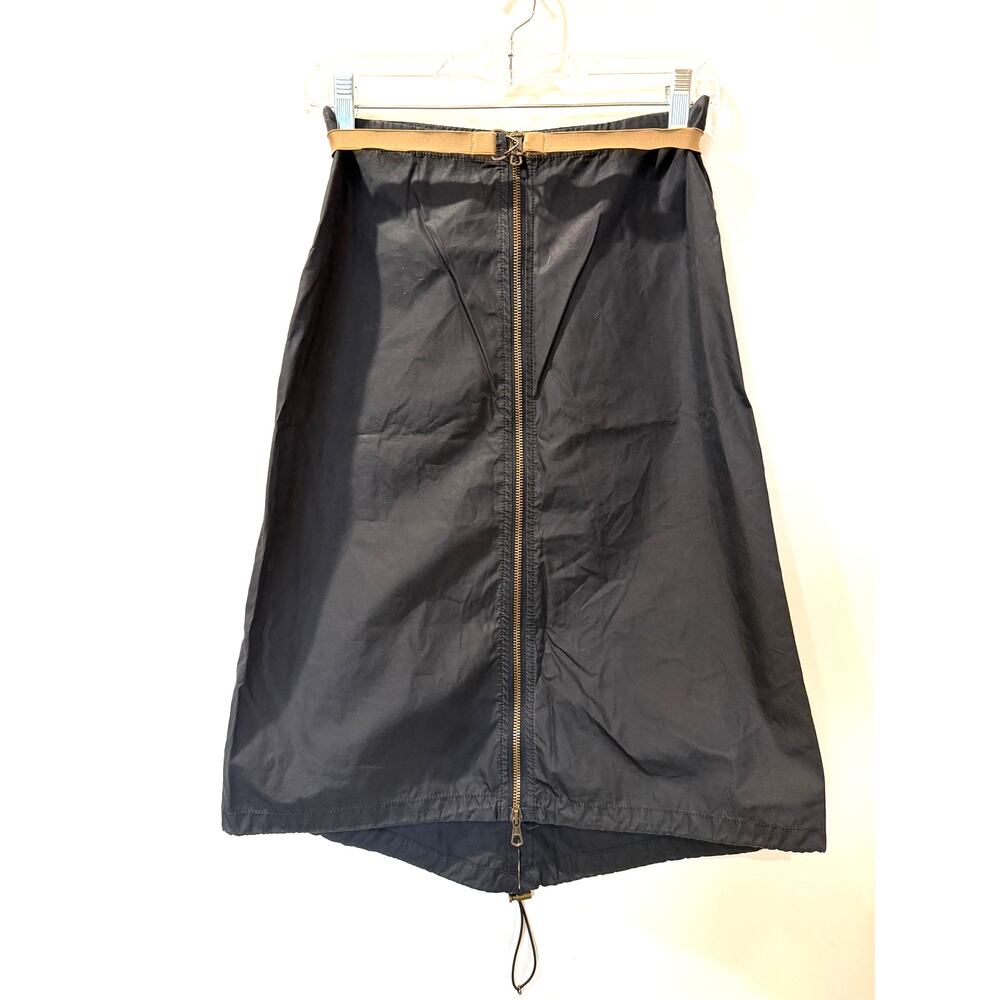 Vtg Moncler Utility Midi Skirt Full Front 2 Way Zip Grey M Gorpcore Drawstring